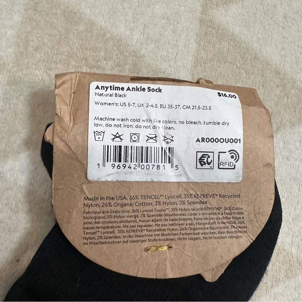 Allbirds anytime ankle socks solid black